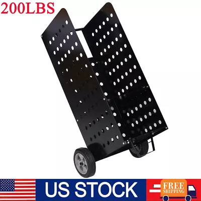 200Lbs Firewood Log Cart Carrier Dolly Trolley Wood Mover Hauler Rack With Wheel • $108.29