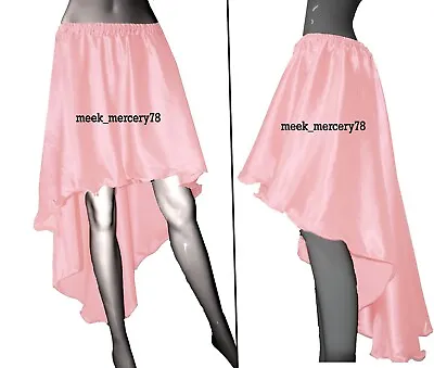 Steampunk Skirt Women's Light Pink Satin Asymmetrical Skirt High Low Skirt S6 • $21.38
