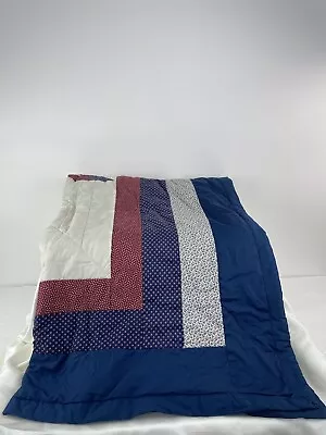 $59.05 • Buy Vintage Homemade Lone Star Quilt Hand And Machine Sewn Blue Red And White