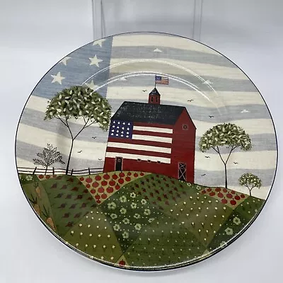 Warren Kimble Sakura America The Beautiful 8” Plate Red Barn Flag Folk Art EUC • $13.93