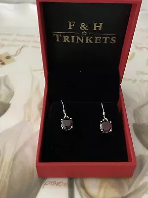 Earrings With Natural Garnet In 925 Sterling Silver Top Style • $49.99