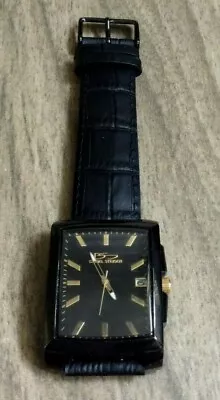 $121.50 • Buy Daniel Steiger Men's Watch Rectangle Black Date Dial On Black Leather Band NEW!