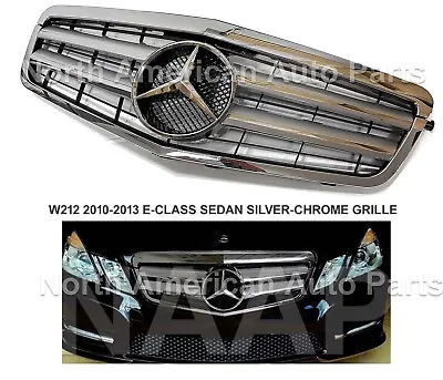 E-Class Grille Silver-Chrome E63 E550 E350 Sedan Star 2010 2011 2012 2013 4 Door • $189