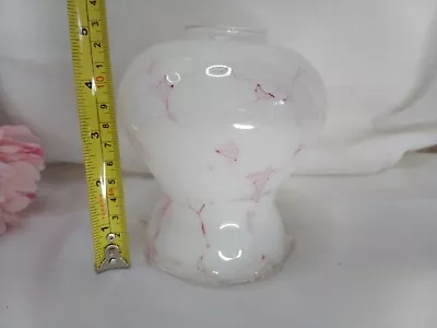 £18 • Buy Vintage Light Shade Milk Glass White / Marbled Pink Lampshade