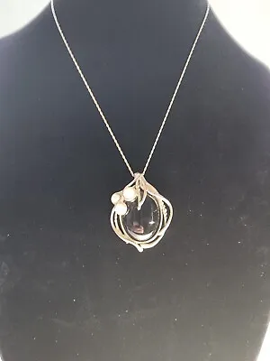 Hagit Gorali Black Agate Cfw Pearl Sterling Silver Necklace • $125