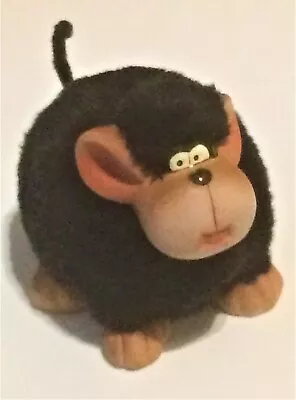 Ceramic Monkey Bank With Black Faux Fur 4 1/2” Long • $14