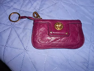 $19.99 • Buy Marc By Marc Jacobs Dark Red Wine Leather Coin Purse Keychain Wristlet Wallet