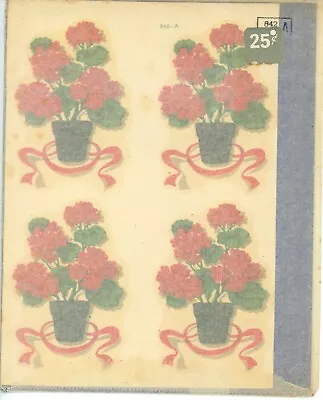 Vintage Meyercord Decals Potted Geraniums #842-A 4/sheet 1940s • $13.99