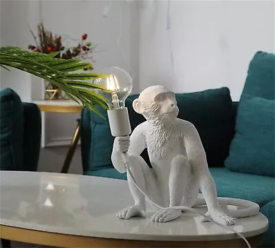 Modern Resin White Monkey Table Lamp Desk Light Reading Fixture Bedroom Decor • $40.72