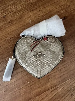 NWT Coach Heart Coin Pouch Bag Charm Keychain Key Ring With Heart Star Print 3 • $84.25