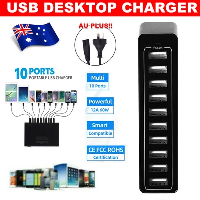 $29.99 • Buy 10 Multi Ports USB Hub Charging Station Quick Charger Fast Power Adapter AU Plug