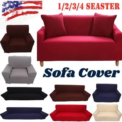 $12.99 • Buy Stretch 1 2 3 4 Seater Sofa Covers Couch Chair Protector Solid Color Slipcover