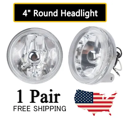 Universal 4  Clear Lens Round Chrome Housing Fog Lights Lamps Switch Relay Bulbs • $28