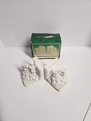 Bunny Book Ends Ceramic White Bunnies • $15