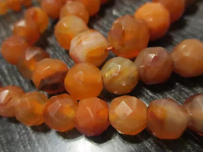 Vintage Graduated & Faceted Carnelian Agate Orange Red Stone Bead 31  Necklace • $35