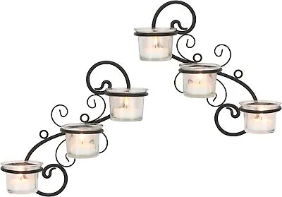 Stonebriar Decorative Tea Light Candle Holder Wall Sconce Set 6-Tealight Black • $11.65