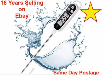 £3.20 • Buy Digital Food Thermometer Probe Cooking Meat Kitchen Temperature BBQ Turkey Milk