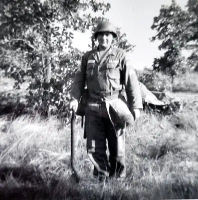 US Military Army Soldier Geared Up Helmet Vietnam War Era 1962 Glossy Photo • $19.20