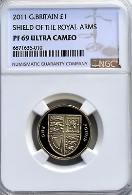 2011 Pound £1 Shield Arms Proof NGC PF69 Great Britain • £54