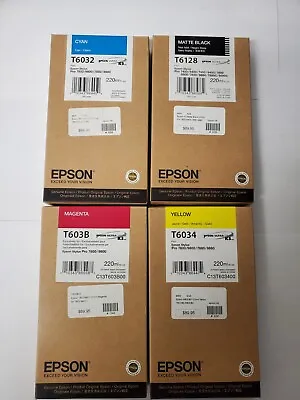 4  NEW GENUINE EPSON T6128 T6032 T603B T6034 220ml STYLUS 7800  9800 Date 2019 • $98