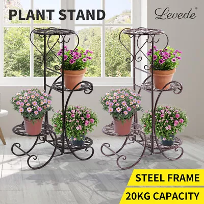 Levede Plant Stand Outdoor Indoor Metal Flower Pots Rack Corner Planter Shelf • $36.99