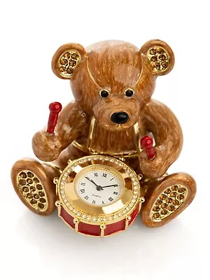 Bear With Clock Trinket Box Hand Made  By Keren Kopal With  Austrian Crystals • $23.50