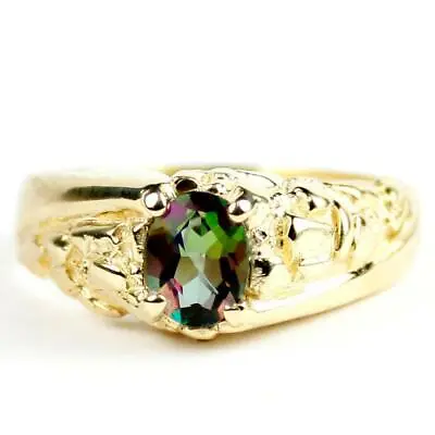 10K 14k Or 18K Gold Men's Nugget Ring Mystic Fire Topaz R368 • $693.38