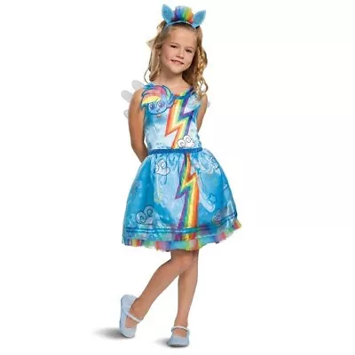 Toddler MLP Rainbow Dash Dress + Ear Head Band Girls Halloween Costume 3T-4T • $22.57