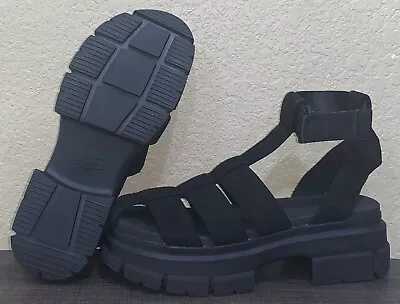 UGG Ashton Women's Black Nubuck Ankle Strap Gladiator Strappy Sandals NEW Size 9 • $74.99