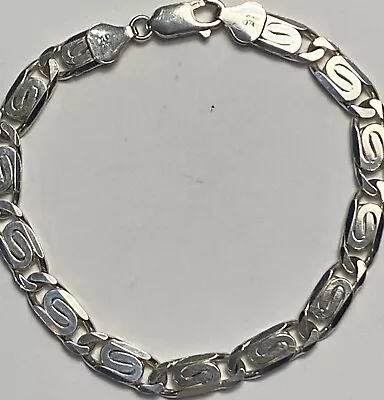 Vintage Milor Sterling Silver Unique Design Flat Link Bracelet ~ Italy ~ 7.5” • $47