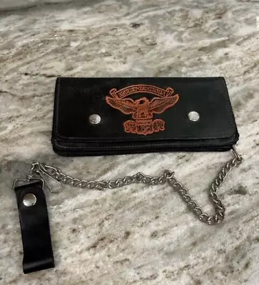 Vintage Harley Davidson Biker Black Leather Wallet With Chain • $39