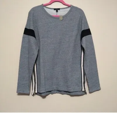 NWT J Crew Womens Oversized Side Zip Gray Pullover Sweatshirt Size Small • $34.99