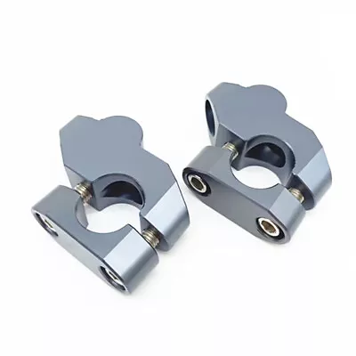 1Pair 7/8in Aluminum Motorcycle Handle Bar Risers Mount Clamp Kit Titanium Color • £26.89