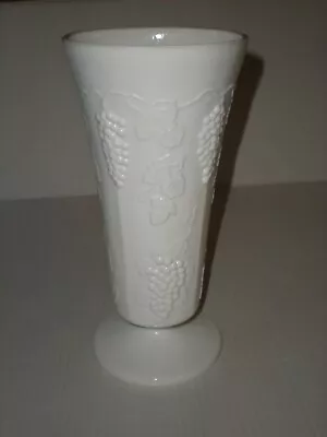 MCM Vase Milk Glass Grapes 10  Tall • $17.59