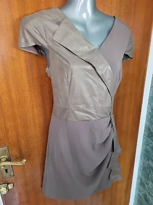 £15.99 • Buy Ladies Taupe And Mock Snakeskin Dress Size 12-14 New With Tags