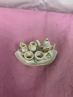 Vintage Made In Occupied Japan Miniature Porcelain Dollhouse Tea Set Dishes • $4.95