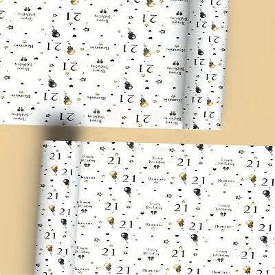 Personalised Black And Gold Birthday Wrapping Paper 18th 21st 30th Any Age • £3.99