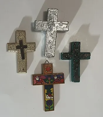 Small Decorative Hanging Wooden Crosses Set Of 4 • $12