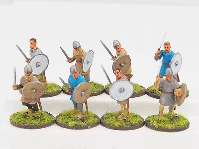 28mm Dark Ages Saxon Warriors X 8. Painted. Blue 393 • £24