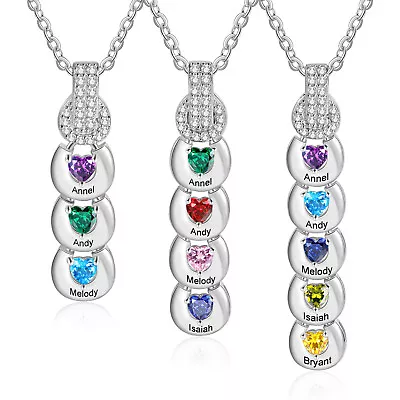 Personalize Women Birthstone Necklace 1/2/3/4 Name Mom Gift Christmas Jewelry • $10.04