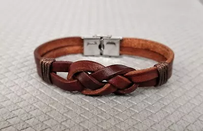 Mens Bracelet Bracelet Men Brown Celtic Knot Double Infinity Knot • $19.90