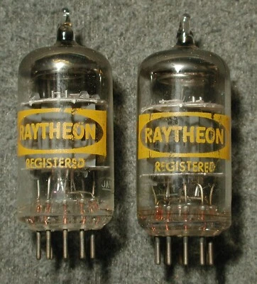 $41 • Buy Pair (2) NOS Raytheon 7025/12AX7A/ECC83 Short, Gray Plate Vacuum Tubes