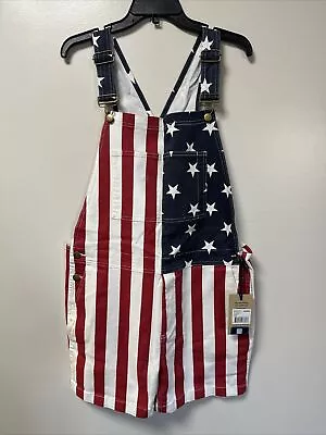 Chubbies The Chubberalls America Flag Denim Overall Shorts Medium • $49.48