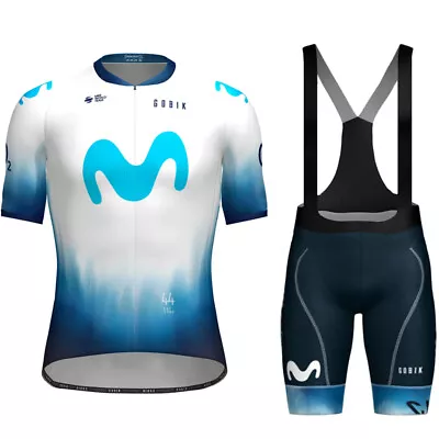 2024 Movistar Cycling Short Sleeve Jersey Bib Shorts Bicycle Jersey Bike Jersey • $21.35