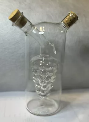 Clear Glass Oil And Vinegar Bottle Server W/Grapes Inside- Charming & Unique NEW • $10