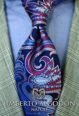 Umberto Algodon By Lord R Colton Sapphire Magenta Tapestry Paisley Woven Necktie • $59.99