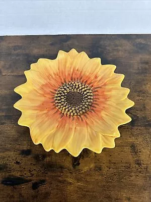 Maxcera Sunflower Plate~ 10.5 Yellow Hand Painted ~Rare • $14.95