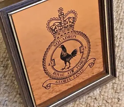 Vintage RAF Squadron 43 Small Framed Wall Hanging Royal Air Force Gloria Finis • £22.99