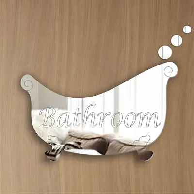12cm BATHTUB Bathroom Door Sign With Bubbles Acrylic Modern Mirror Plaque Office • £5.50