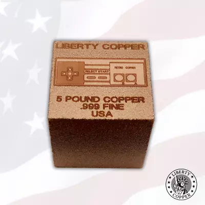 5 Pound .999 Fine Copper Bullion Cube Retro Game Controller Collectable Art Bar • $55.99